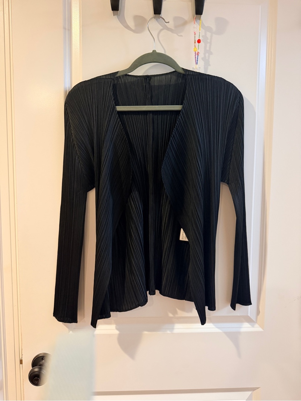 Issey Miyake pleats please Black Pleated Open-Front Top